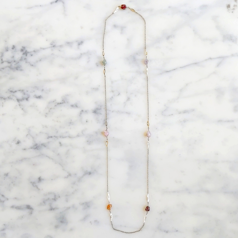 NWOT. Multiple Color Stones with Gold Chain Design Necklace.